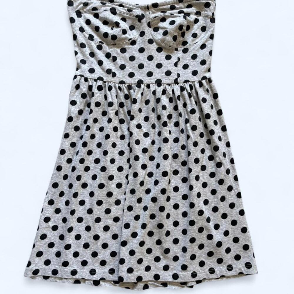 Divided Polka dot baby doll mini strapless dress